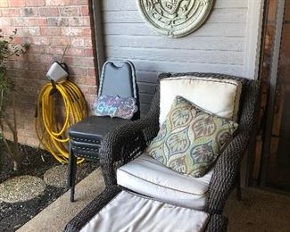 PVC wicker chair & stool set - 1 of 2