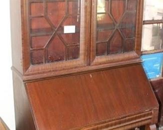 Vintage Secretary Desk With Display Cabinet | Display Cabinet Locks (Key Included) | 81" T x 42" W x 21" D