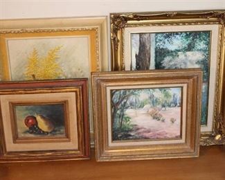 Lot of 4 Framed Paintings | Artists Include - J.M. Brennan, Rama Webb, & Ruth English | Largest Painting - 19" T x 16.5" W