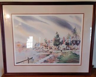 Lakeside Watercolor Painting | Signed by Artist Howard Watson | 31" T x 25" W
