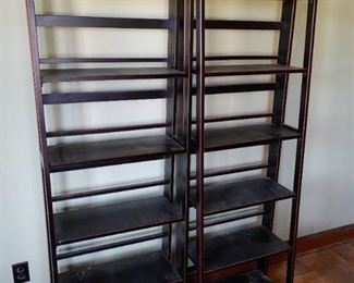 Lot of 2 Black Wooden Collapsible Bookshelves | 6' T x 2' W x 10" D
