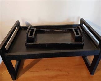 Lot of 2 Wooden Bed Trays