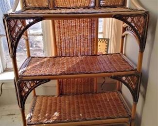 3-Tiered Wicker Shelf  | 39" T x 30" W