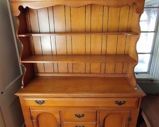 2-Piece Empire Furniture Corp. Wooden Buffet with Hutch | Hutch Separates from Base | Medium-Blond Wood | Base - 34" T, Hutch - 38" T