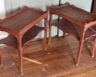 Pair Vintage Wooden End Tables | Medium-Brown Unsealed Wood | 24" x 24" x 14"