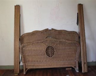 Queen Size Wicker Bed Frame | Ralph Lauren Brand | Woven Wicker | 60" W x 80" L, Headboard - 55" Tall