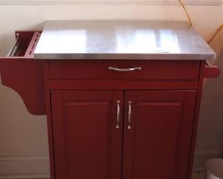 Red Stainless Steel Top Kitchen Island | 35" x 33" x 19"