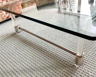 LOT #104 - $1,600 - Vintage Jeff Messerschmidt Lucite Cocktail / Coffee Table, 1975, Pipe Line Series II, Table #2, SIGNED (approx. 42" L x 42" W x 13.25" H)