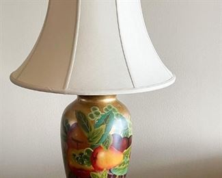 LOT #113 - $125 - Hand Painted Table Lamp - Fruit Motif (approx. 30" H including shade & finial)