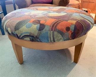 LOT #121 - $120 - Contemporary Upholstered Ottoman (approx. 37.5" Dia x 19.5" H)