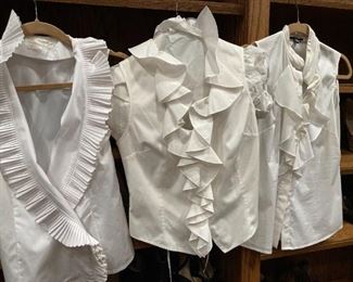 Lot 56 Three White Blouses by Anne Fontaine, Lorena Conti, Elie Tahari, (all Size 4)