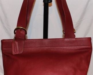Lot 13 Coach Red Leather Double Handled Tote Bag