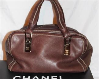 Lot 18 Chanel Brown Leather Double Handled Bag