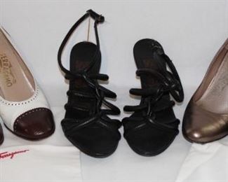 Lot 77 Three Pairs of Ferragamo Heels (Size 8) with Two Shoe Bags
