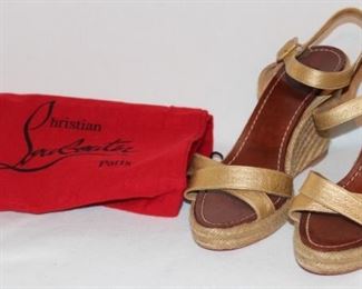 Lot 105 Christian Louboutin Rope Wedge with Shoe Bag,  Size 38