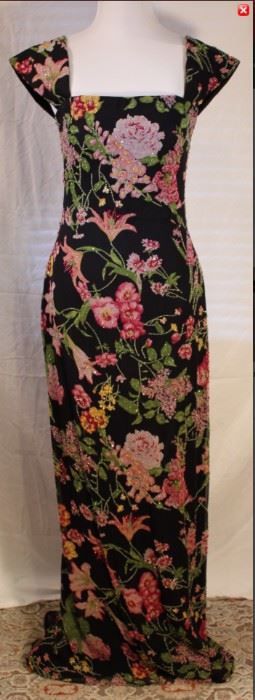 Lot 65 Floral Beaded Gown with Fishtail Back, Size S