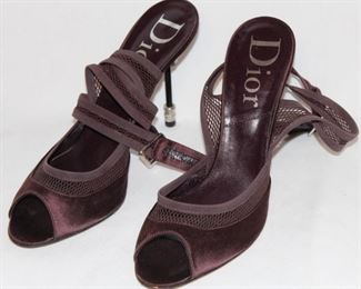 Lot 84 Dior Eggplant Satin High Heel Ankle Strap, Size 38.5