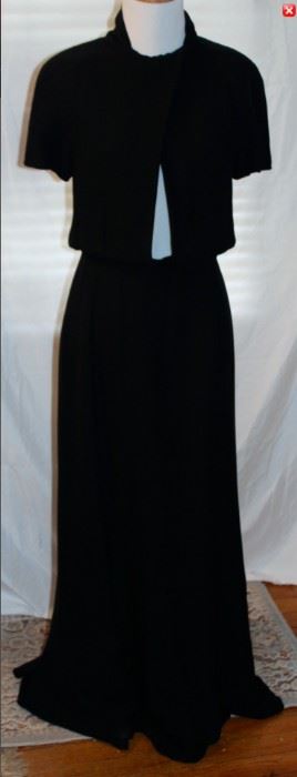 Lot 86 Genny Black Matte Crepe Short Sleeve Gown Peek-A-Boo Bodice, Size 4