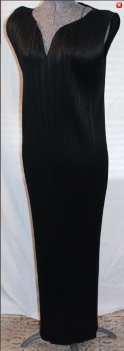 Lot 87 Issey Miyake Black Pleated Column Gown, Size M