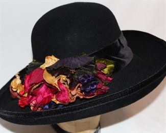 Lot 89 Kokin Felt Portrait Hat with Multi-Colored Silk and Velvet Flowers