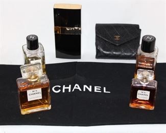Lot 91 Seven Chanel Items- Perfume, Atomizer, Wallet, Dust Bag