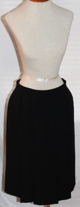 Lot 97 Chanel Boutique Black Wool Crepe Kick Pleat Skirt, Size 36