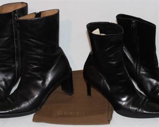 Lot 104 Two Pairs of Gucci Leather Heel Boots, Size 8.5
