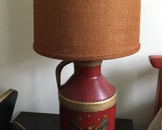 Painted metal urn lamp, 29” h 