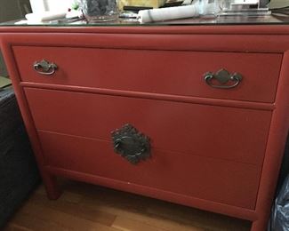 Pair of stunning oriental style 3 drawer dressers by Century