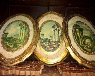 Italian hand-painted oval plaques 