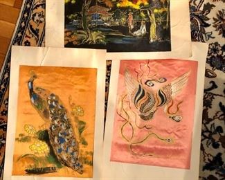 Vietnamese hand-paintings on satin 