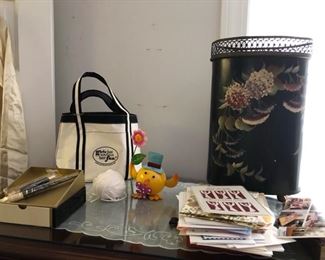 Hand painted Tole waste basket 