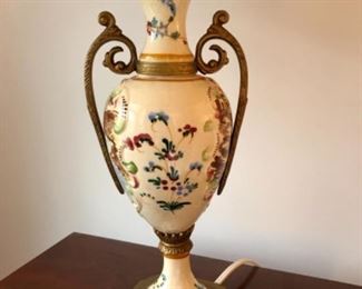 Colorful ceramic & brass lamp 28” h 