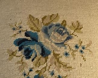 Side chair with carved back & needlepoint 