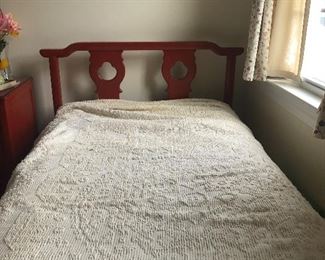 Martha Washington chenille bedspread                                     Century Furniture twin headboard & bed 