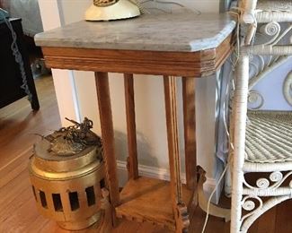 Marble topped table, 18”w