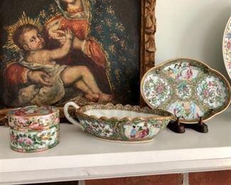 Antique rose medallion pattern pieces 