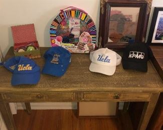 Hats, framed mirror, sealed bead kit