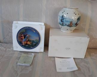 Collectible Winnie the Pooh Lenox vase and Disney plate