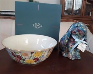 Lenox Bowl and decorative bunny