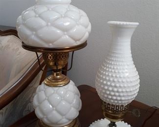 Vintage Milk glass lamps