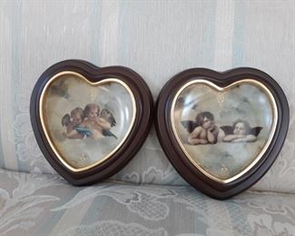 2 framed decorative collectible heartshaped plates