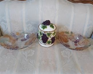 Grape bowls and jar