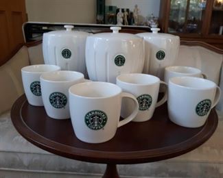 Starbucks mugs and canisters