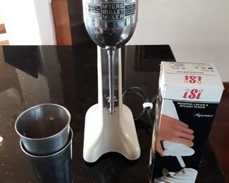 Vintage Myers bullet mixer and whip cream dessert maker