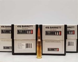 722	

100 Rounds Of .416 Barrett - 452 GR 10.4 x 83mm
100 Rounds Of .416 Barrett - 452 GR 10.4 x 83mm
