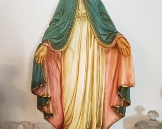 Vintage 21" tall chalkware Madonna