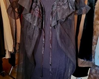 Vintage black satin nightie peignoir set