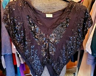 Classic Niraj vintage sequin butterfly top