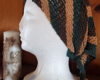 Boho hippy knit head scarf